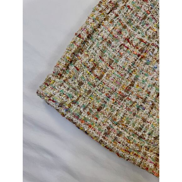 Tweed High Waisted Shorts Cream Women's 10 Chanel Inspired Parisian Vacation NWT - Picture 8 of 16